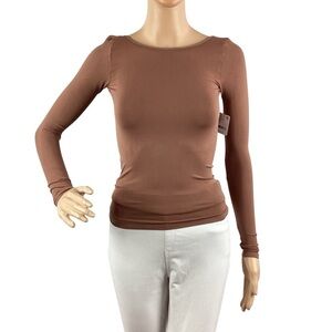 Free People Intimately Low Back Seamless Long Sleeve Top Withered Rose XS/S